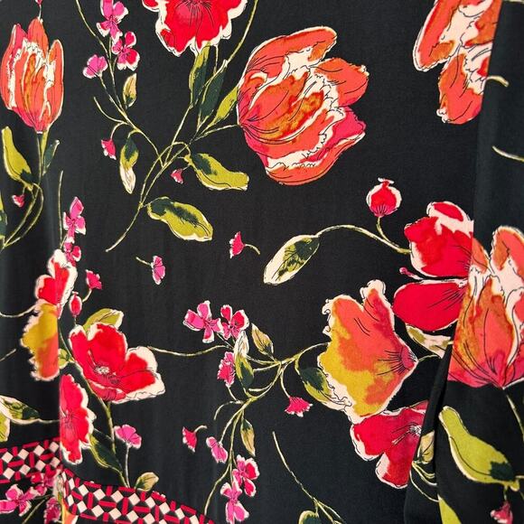 Susan Graver Regular Printed Liquid Knit Split Neck Midi Dress in Size 2X - Picture 6 of 6